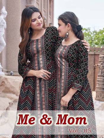 Me & Mom Vol 5 By Banwery Festive Wear Rayon Mom And Daughter Kurti Collection